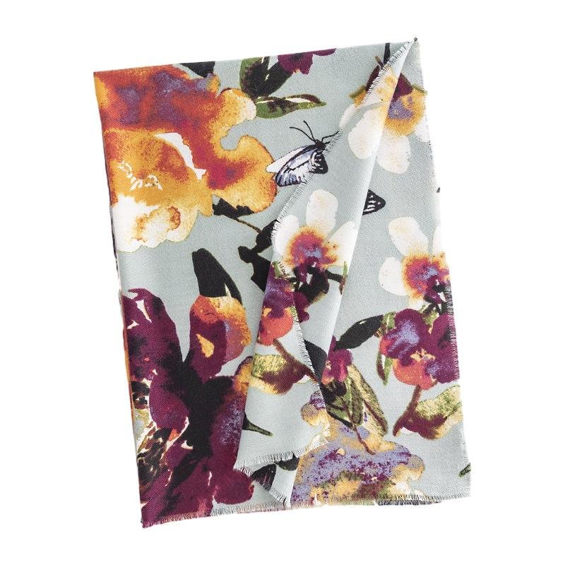 Butterfly Print Imitation Cashmere Scarf Women's Winter Warm Fashion Shawl Commuting Versatile Cold Protection Neck Scarf