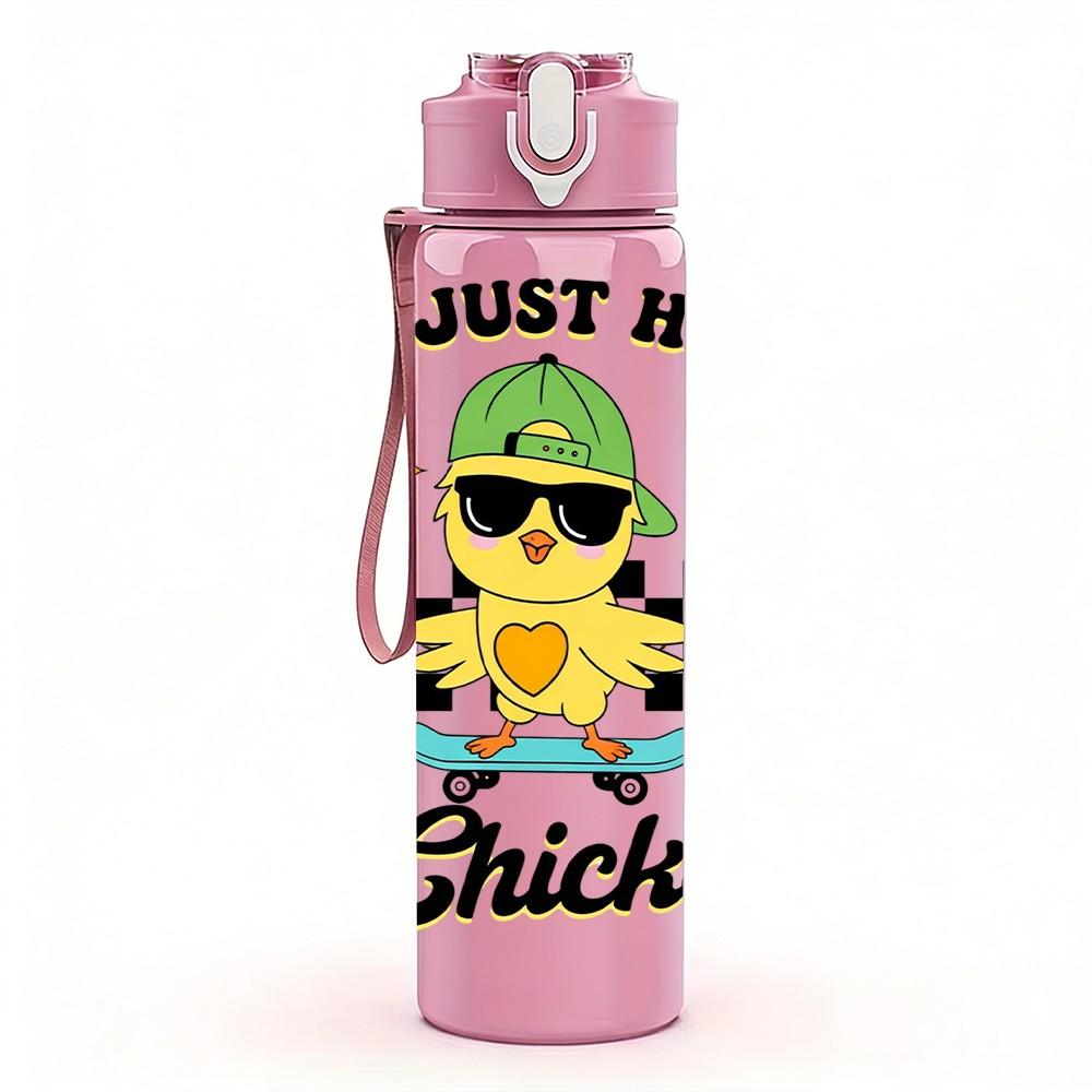 1PC I'm Just Here For The Chicks Funny Print 750ml Color Plastic Sports Water Bottle Leakproof Flip Straw Lid Suitable for Sports Office Home Use