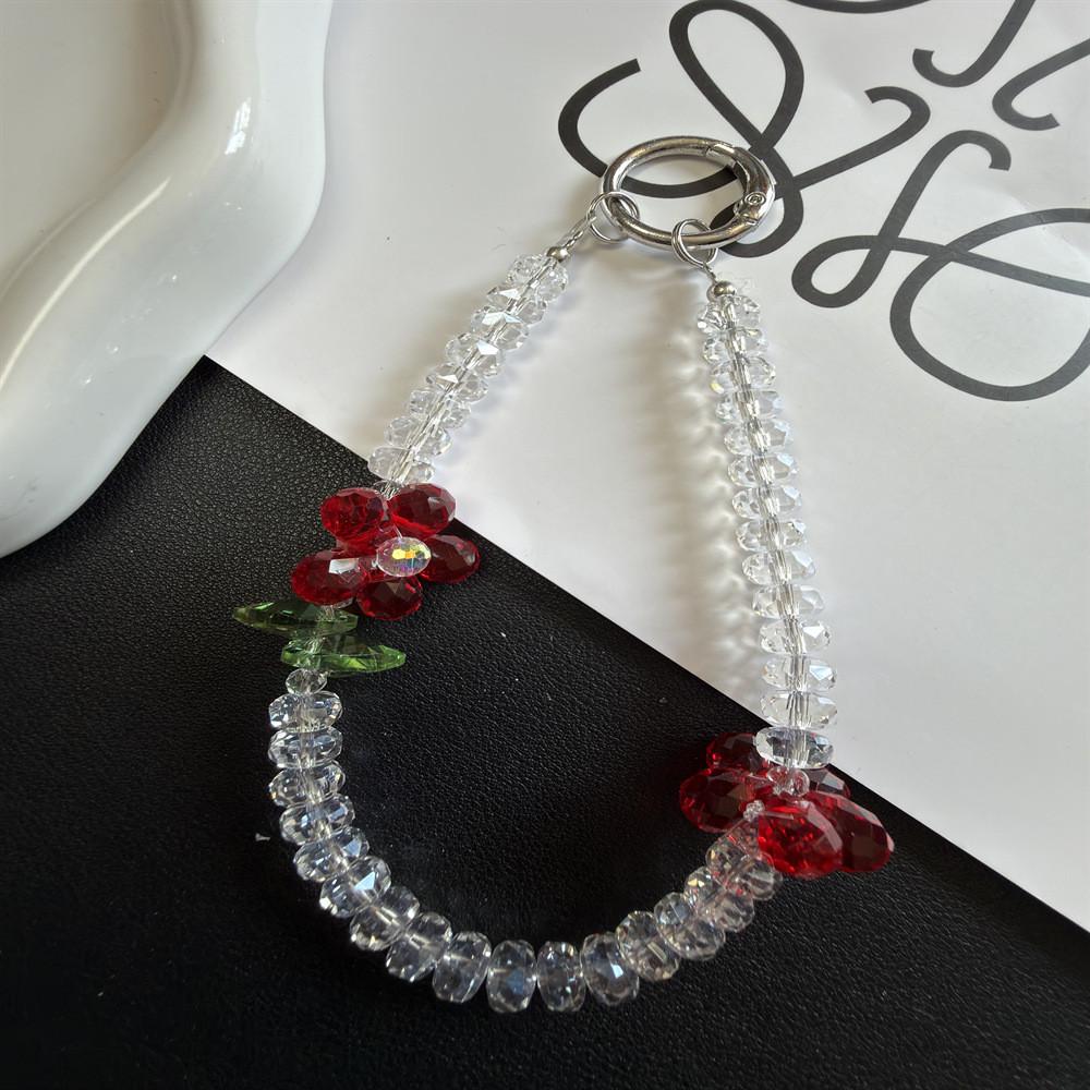 Summer Floral Phone Lanyard With Crystal Wheel For Women And Girls