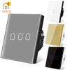 1/2/3Gang EU/UK Light Touch Switch Tempered Glass Panel Wall Switch Single Fire Wire Control Easy To Clean Switch