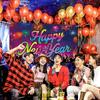 Cartoon Photo Background Banner Festive Happy New Year Decorations  Bar Decoration