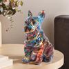 Bulldog Statue French Bulldog Figurine Funny Colorful Art Animal Statue Resin Puppy Figurine for Bookshelf Table TV Cabinet