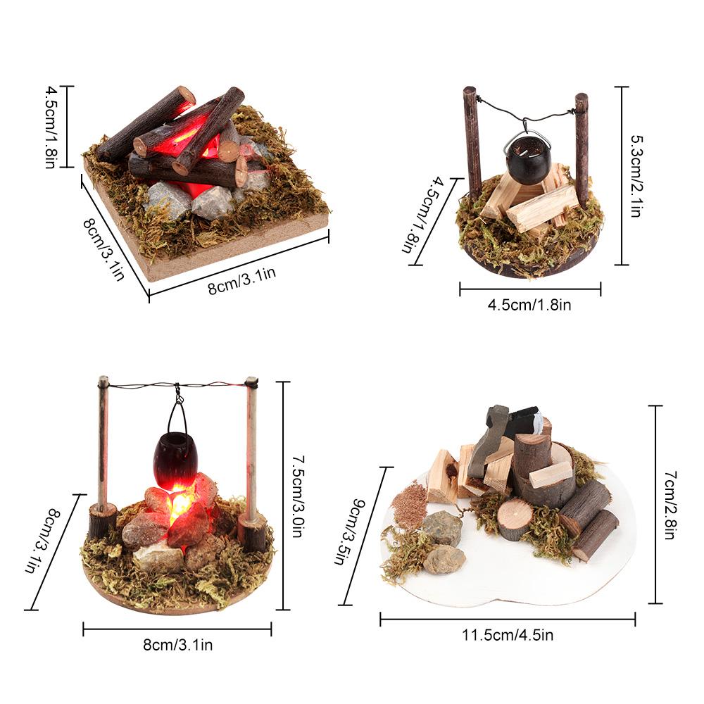 Landscape Playing House Dollhouse Bonfire Villa Scene Model Miniatures Campfire Fairy Garden Decor