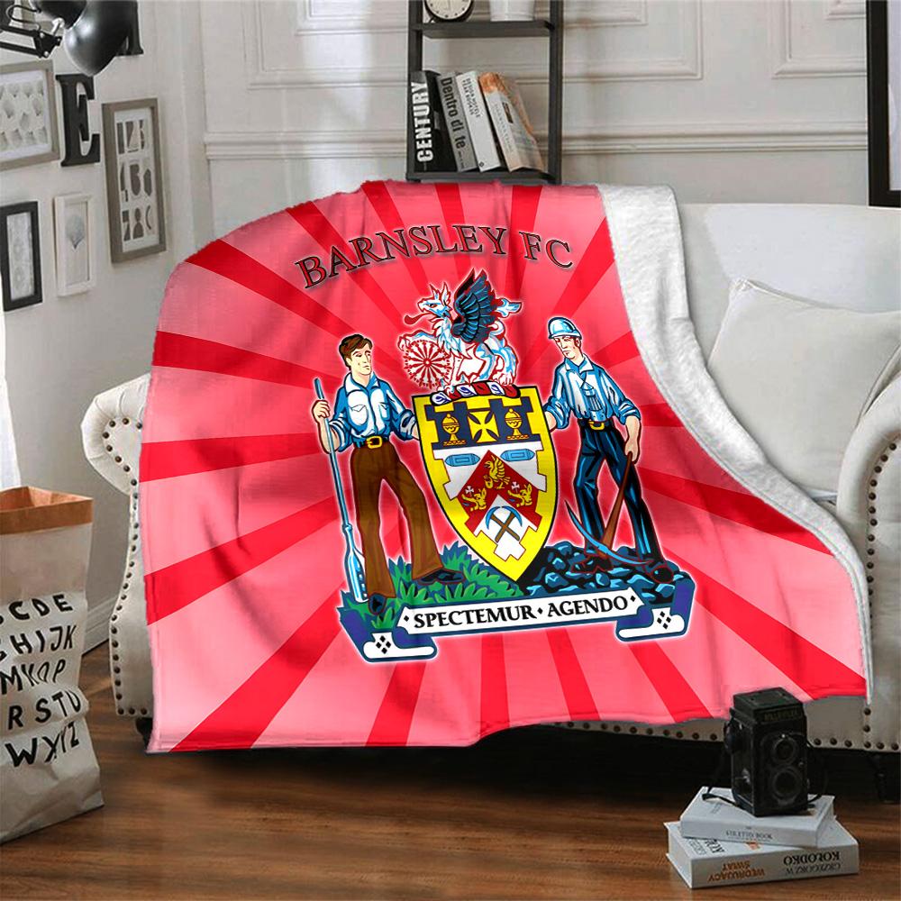 Barnsley Crest Design Flannel Blanket, Soft Polyester, Modern Design, All-Season for Camping, Travel, Gifts for holidays or birthdays