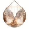 1pc, Angel Wall Hanging Round Wood Painting, Round Plaque Decor, Hanging Wooden Plaque, Wooden Sign, Wall/Room/Home/Restaurant/B