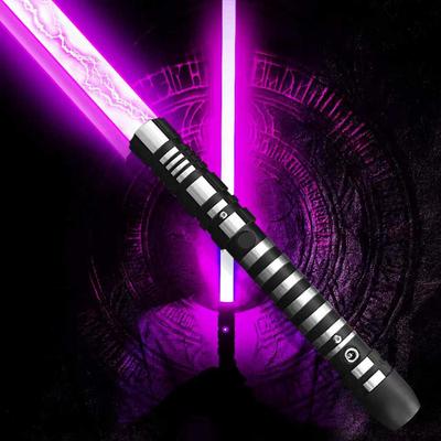 YDD Световой меч серии Ghost Premium Force FX Black с LED-подсветкой и металлической алюминиевой рукоятью для взрослых, Реалистичный, Готовый к бою (фиолетовый)