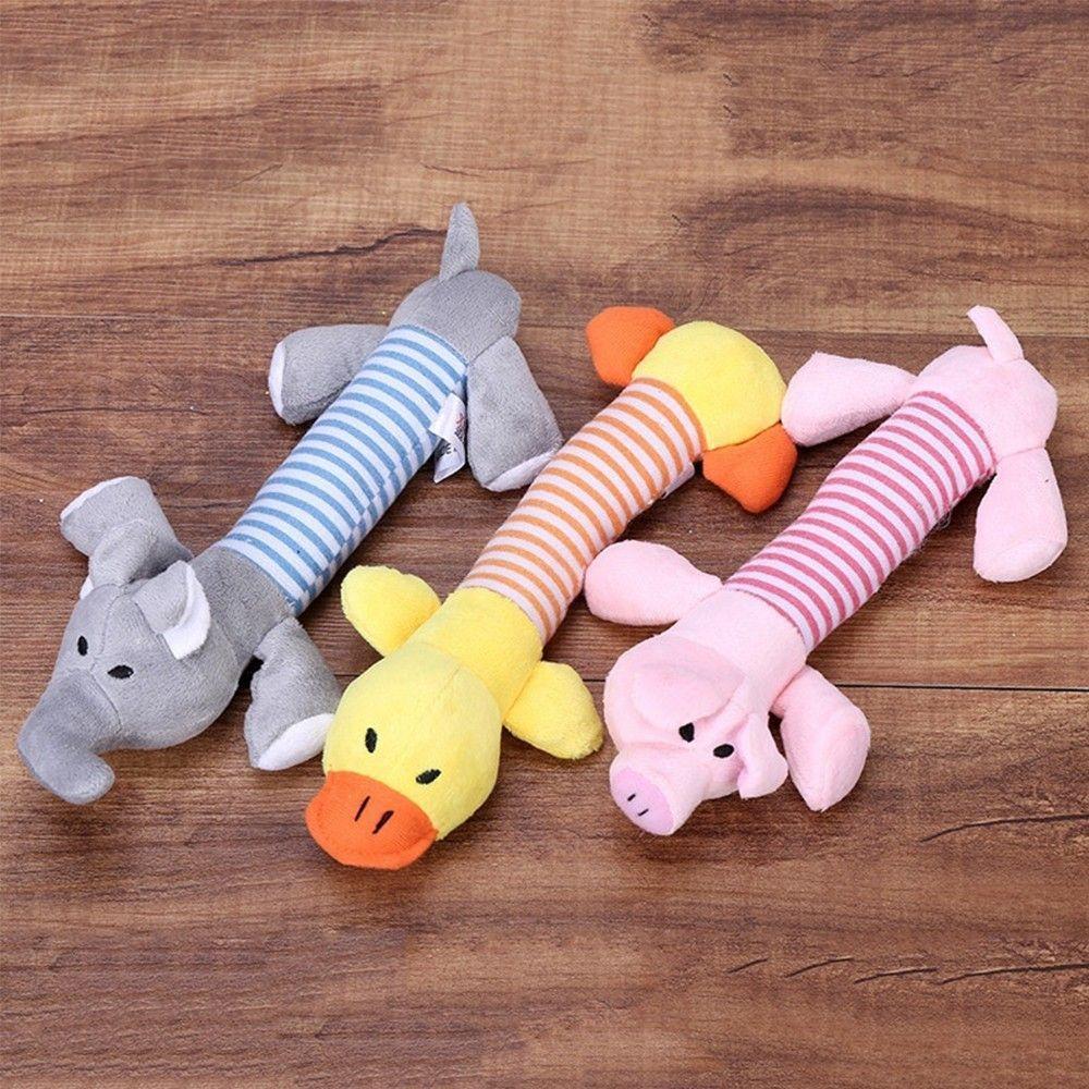 Cute Puppy Squeaky Plush Dog Toys Pig Elephant Duck Chew Squeaker