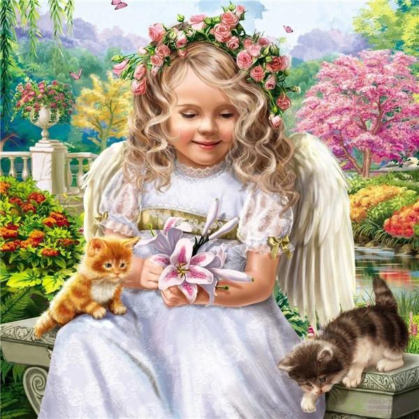 5D алмазная живопись для девочек, алмазная вышивка, круглый пейзаж, сад, картина из стразов, мозаика, портрет, декор для детской комнаты