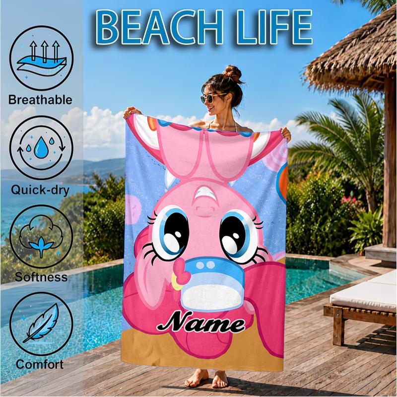Custom Name Pinkie Pie's Bold Adventure Beach Towel Microfiber Beach Towel, Lightweight and Quick-Dry, for Summer Travel, Swimming Pool Gift