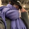 Solid Color Mohair Scarf for Women Autumn and Winter New Versatile Scarf Korean Style High End Thickened Warm Shawl