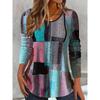 Fashionable Loose Casual Versatile Top Colorful Long Sleeved Round Neck Women's T-shirts
