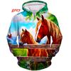 Fashion Horse 3D Print Hoodies Animal Pullover Hooded Sweatshirts Casual Cartoon Long Sleeve Shirts