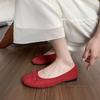 French Suede Bow Light Mouth Red Ballet Single Shoes Women's Round Head Flat Bottom One Pedal Casual Versatile Beanie Shoes