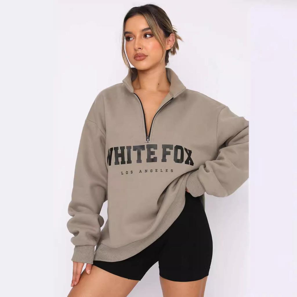 Осень и зима Новая повседневная толстовка с капюшоном с коротким воротником и застежкой-молнией с длинными рукавами и принтом