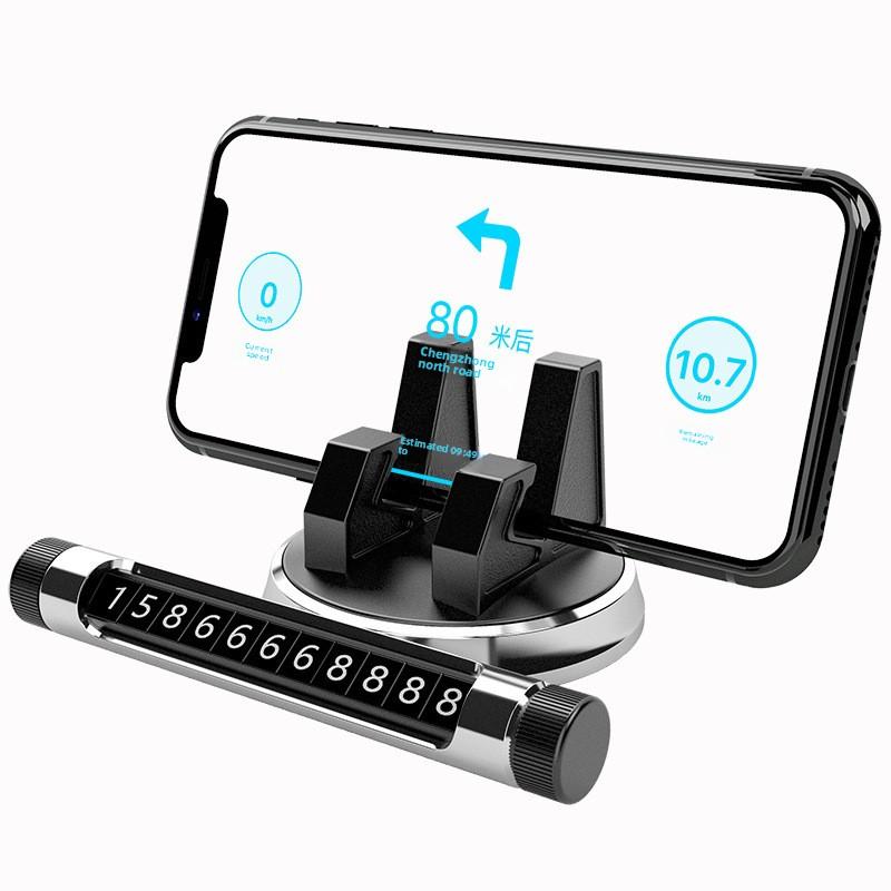 Multifunction 360 Rotatable 2-in-1 Car Phone Holder Aromatherapy ABS Material Temporary Parking Number Plate Dashboard Mount