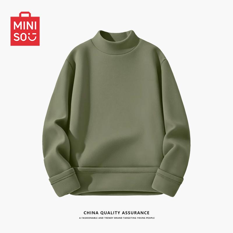 MINISO Мужская плюшевая термофутболка с полувысоким воротником