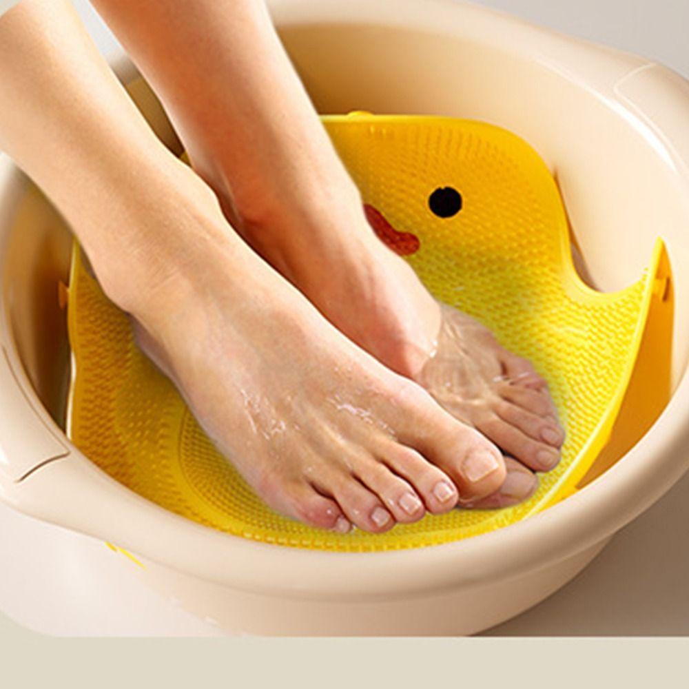With Suction Cups Shower Foot Scrubber Mat Duck Shaped Massage Pad Bathroom Non Slip Pad Washroom
