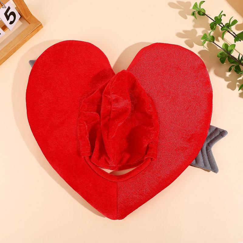 Cupid Plush Heart Headpiece Valentine's Day Performance Prop Cartoon-Style Fun Beanie 40 × 45 Cm less