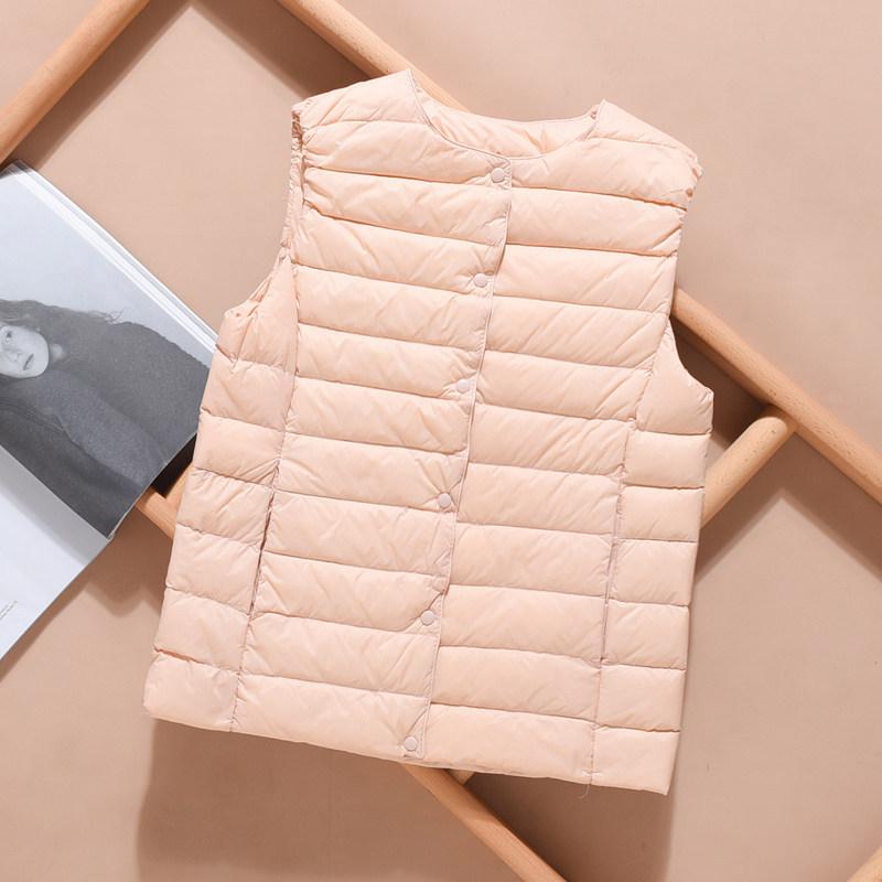 Ультралегкий женский жилет-пуховик, однобортный, без рукавов, женский жилет на утином пуху, теплая куртка с пуховой подкладкой