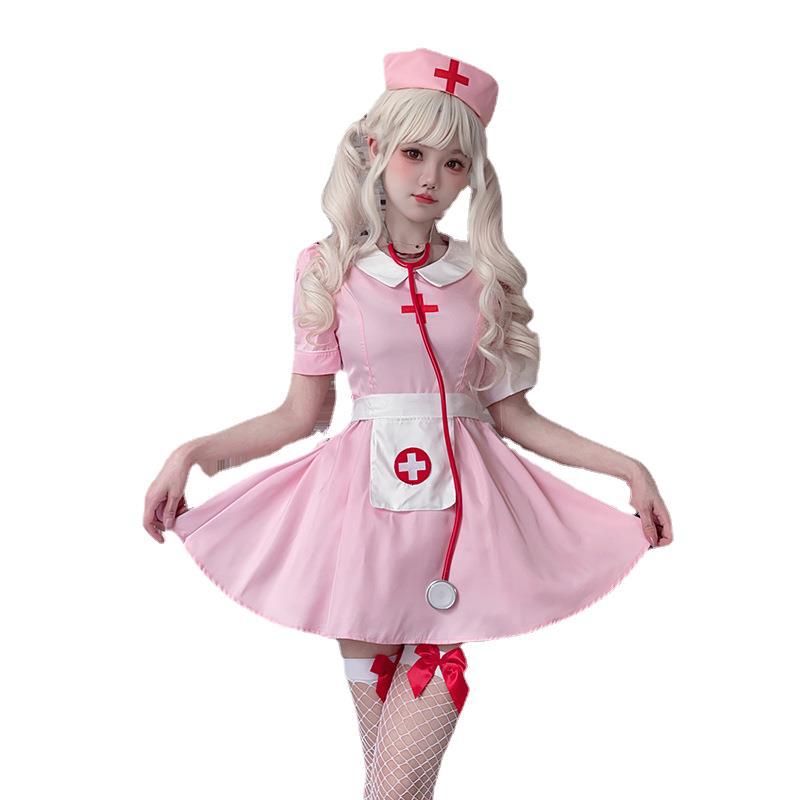 Halloween adult costume female nurse outfit pink Japanese pure desire role-playing sexy doctor nurse dress
