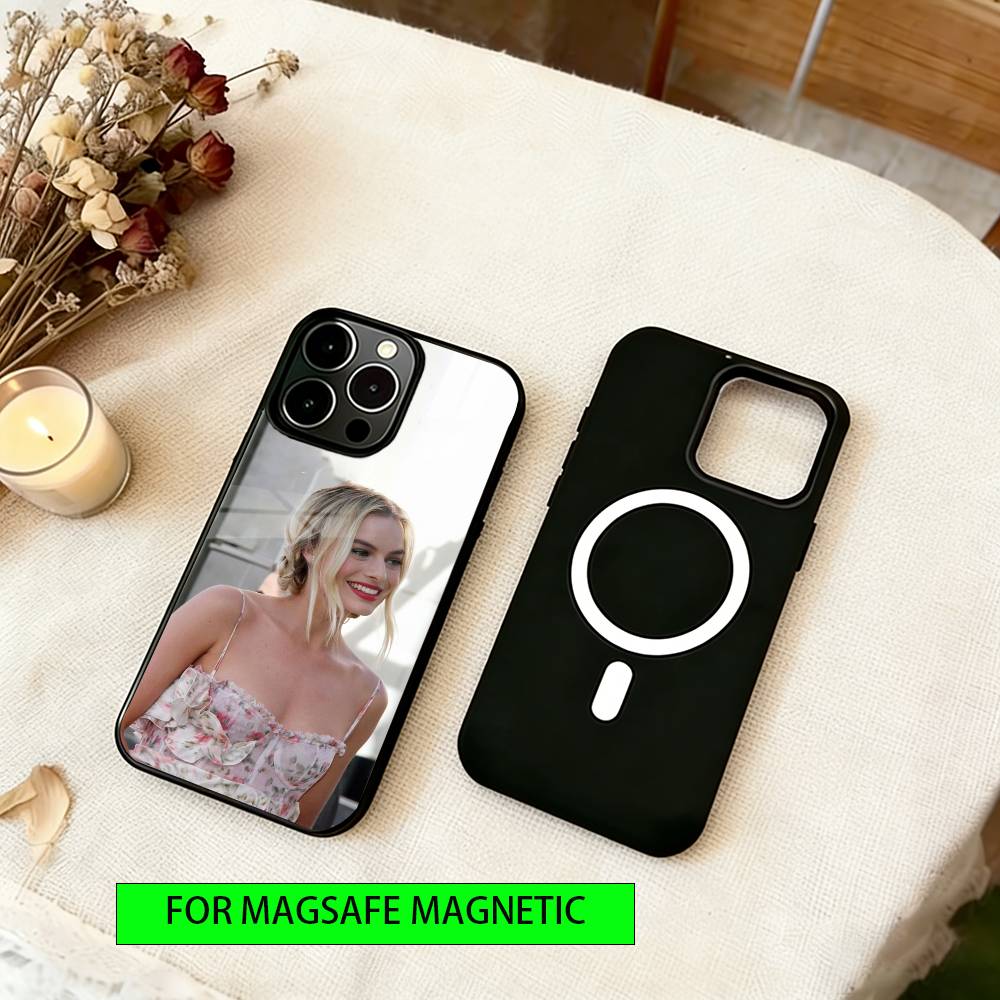 Чехол для телефона с Марго Робби для iPhone 17, 16, 15, 14, 13, 12, 11 Plus, Pro, магнитный, для беспроводной зарядки Magsafe