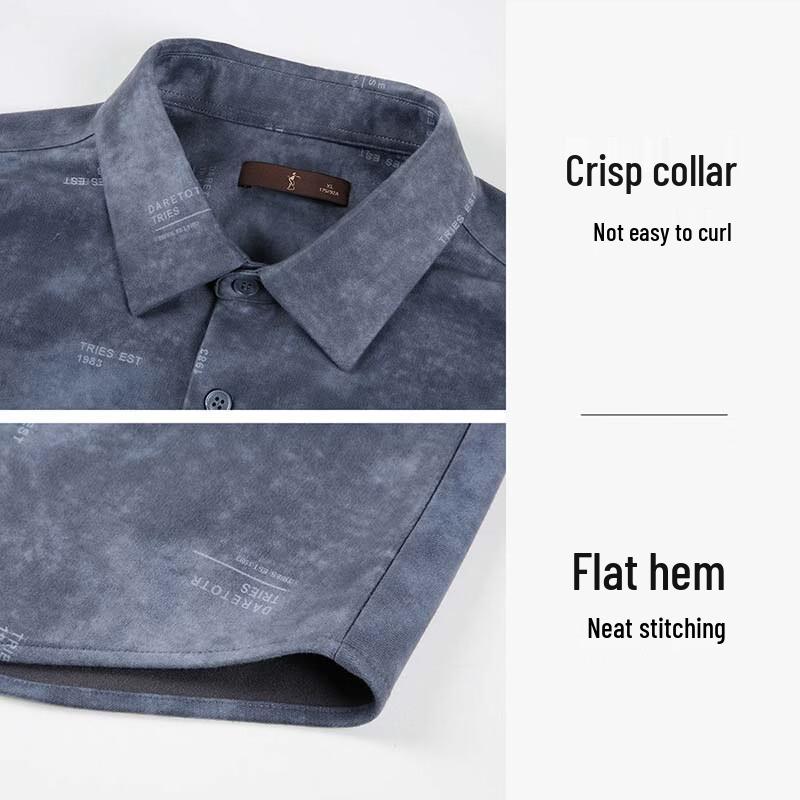 TRIES Men's Casual Print Long-Sleeve Shirt