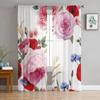 Beautiful Blooming Branches Tulle Window Curtain For Living Room Bedroom Voile Sheer Curtains Kitchen Treatments Drapes