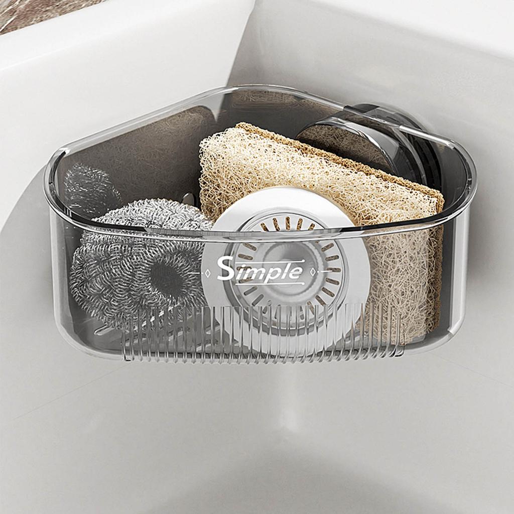Угловой держатель для губки на присоске с дренажными отверстиями, водонепроницаемый органайзер из АБС-пластика для хранения на кухонной раковине и в ванной комнате