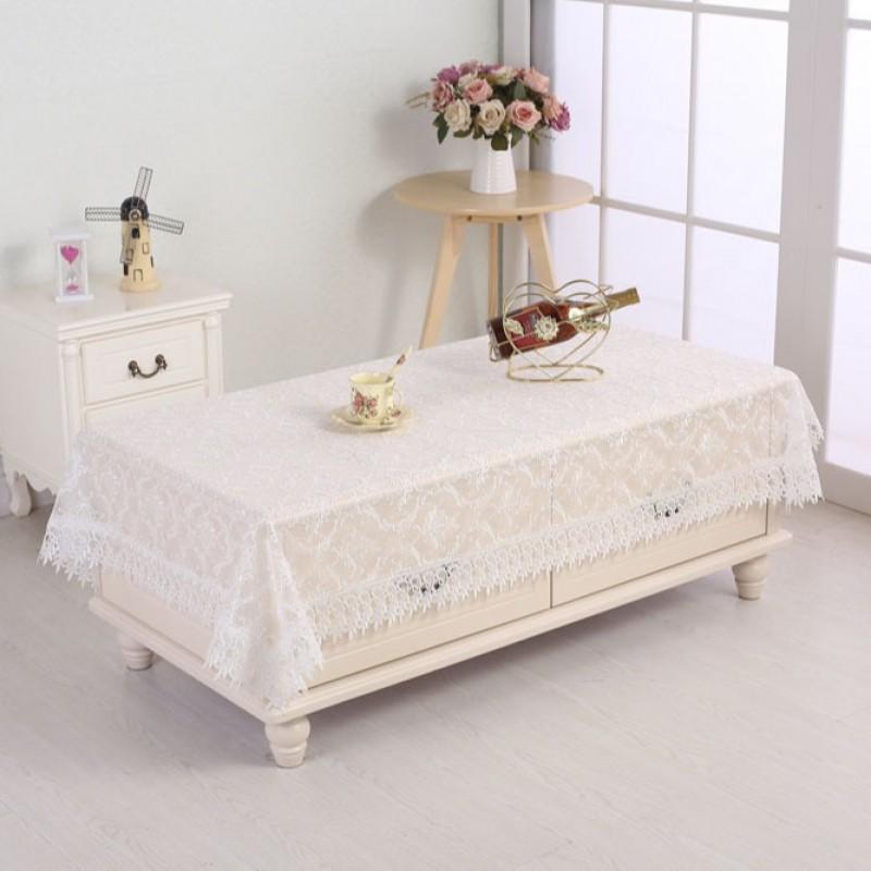 European Lace Tablecloth Elegant Embroidered Dust Cover Home Bedroom Coffee Table