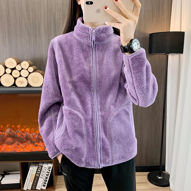 Унисекс флисовая толстая куртка - подкладка из кораллового флиса для осени и зимы