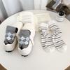 Small Flower Cotton Socks Grey Checkered Boneless Pile Socks New Mid-calf Socks  Spring Summer
