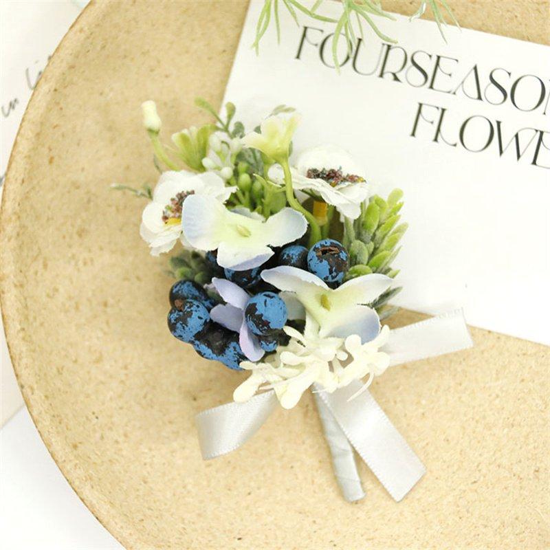 Гость, банкет, вечеринка, свадьба, стиль Мори, наручные цветы, свежий синий цвет, корсаж