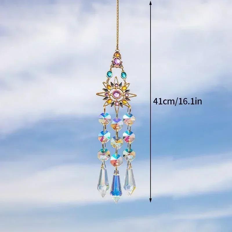 Home Fashion Decoration Brand New Crystal Pendant Window Prism Rainbow Wind Chime Sun and Moon Hanging Garden Craft Decoration