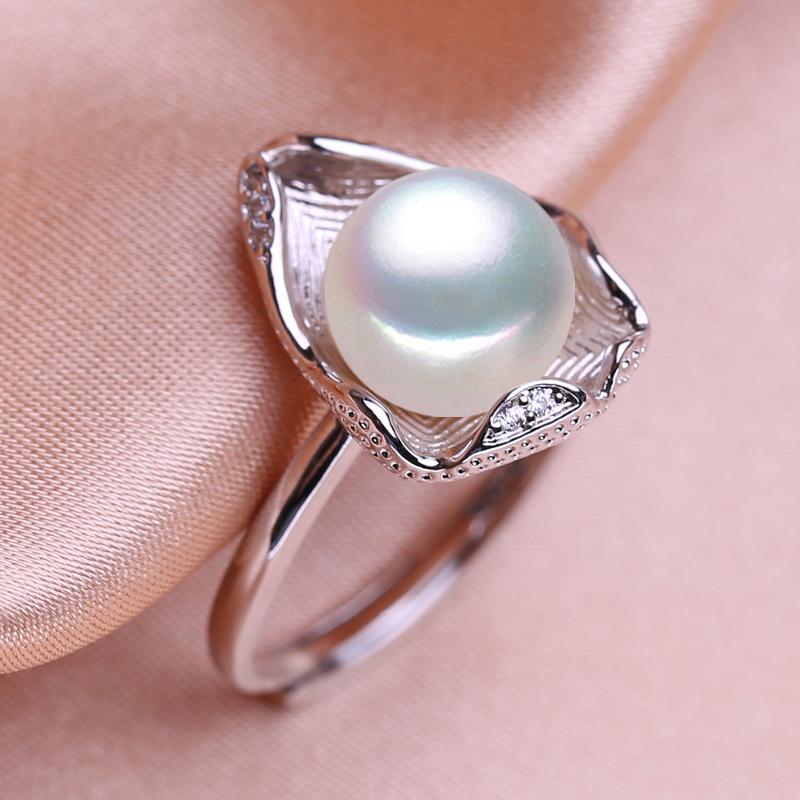 seniko Кольца с натуральным пресноводным жемчугом для женщин, модное женское кольцо с кубическим цирконием и CZ, ювелирные изделия с жемчугом, регулируемое кольцо