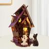 3D Wooden Puzzle Kit DIY Wooden Puzzle Haunted House Model Light-up Halloween Ghost Festival House for Party Table Centerpiece