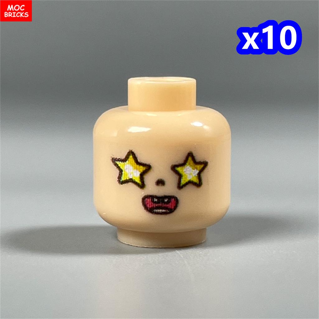 Нетоксичные 10 шт. Moc Кирпичи 4 см Лицо Фигурки Волосы Аниме Выражение Лица Голова DIY Образовательные Строительные Блоки Игрушки Для Детей Подарки
