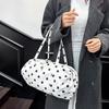 Простая сумка-тоут в горошек Легкая нейлоновая сумка Женская повседневная сумка через плечо для работы и поездок Большая вместимость Спортивная Складная сумка для хранения