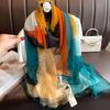 Silk Scarf for Women In Spring  Autumn and Winter  Middle-aged and Elderly Mothers Warm and Versatile  Super Large Scarf Literary Style Travel Scarf