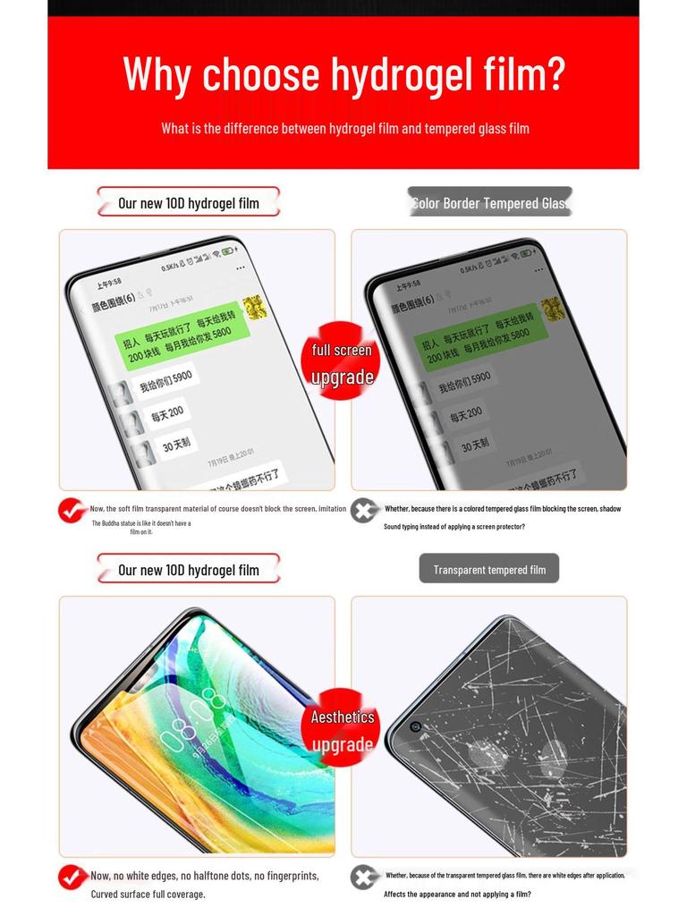 Huawei Mate30 Pro/M40/P series Hydrogel Tempered Film for Curved Screen