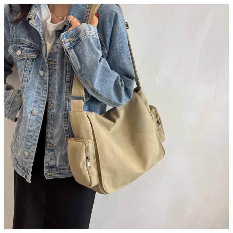 Моющаяся парусиновая сумка почтальона, винтажная мотоциклетная сумка через плечо, большая вместительная студенческая сумка на плечо, тканевая сумка