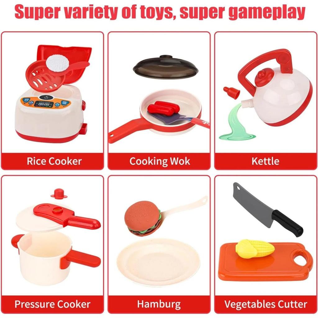 Play Kitchen Accessories Kids Kitchen Playset with Kids Pots Pans Playset Food Fruit Veggies, Kitchen Toys, Cooking Utensils Toy