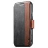 SUTENI Q-07 For iPhone 16 Plus Case Magnetic Color Splicing Cowhide Texture Leather Cover