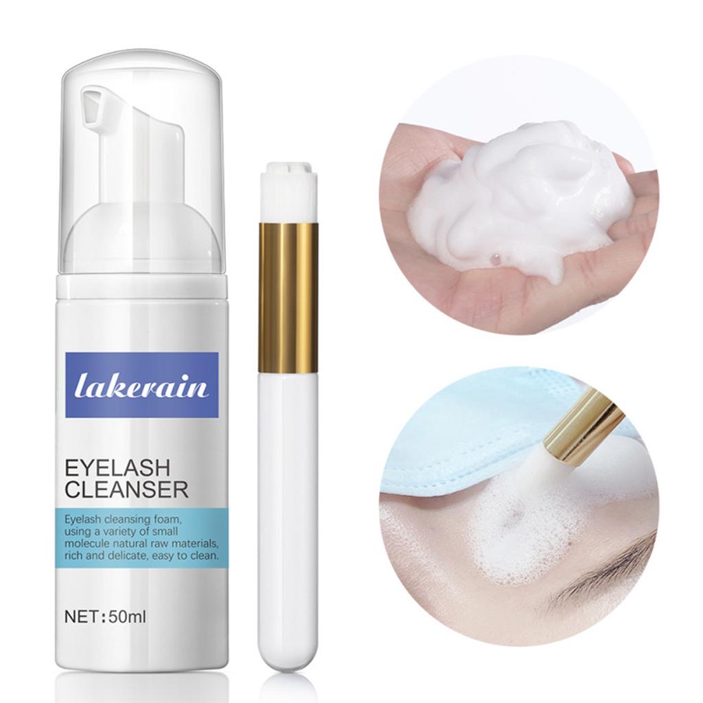 Lakerain Eyelash Wash Cleanser Shampoo 50ml Eyelashes Eyebrow Foaming Cleanser for Extensions &