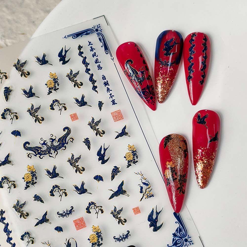 Весенний фестиваль, китайский дракон, новогодние наклейки для ногтей, китайские украшения для дизайна ногтей, маникюрный салон
