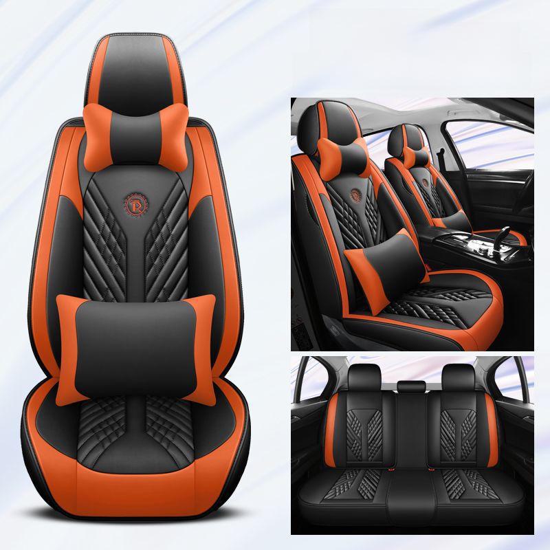 Стильные универсальные подушки для автомобильных сидений в черном и белом цвете, роскошные кожаные чехлы на все времена года