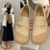 Niche Splicing Single Shoes Women's Shoes 2024 New Spring and Autumn Velcro Retro Platform Loafers