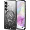 Case for Samsung Galaxy S25 with Magnetic Circle - Silicone Protection with Black Glitter Effect