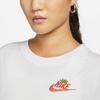 Nike Футболка с логотипом в виде мультяшной клубники, удобная, дышащая, модная, с круглым вырезом, универсальная, с коротким рукавом, женская, белая DR9017-100