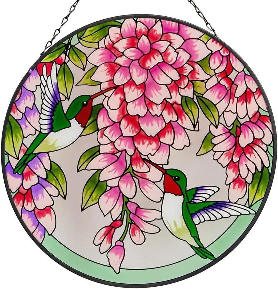 Stained Glass Suncatcher Cardinal Hummingbird Kingfisher Double Side Acrylic Panel Window Hanging Decor Ornament Bird Lover Gift