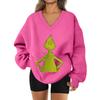 Women's Loose And Comfortable Letter V-neck Sportswear Long-sleeved Sweatshirt Daily Matching Clothes
